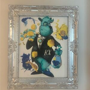 Silver Metallic Ornate Baroque Frame (16x20) random canvas inserted for design